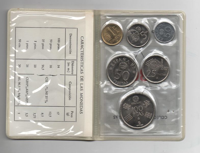 ESPAÑA CARTERA OFICIAL DE PESETAS J. CARLOS I DEL AÑO 1980 MUNDIAL