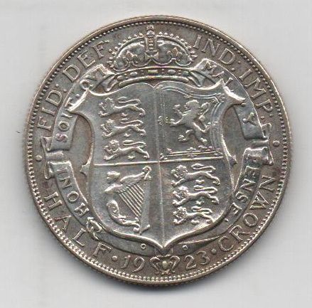 GRAN BRETAÑA DEL AÑO 1923 DE 1/2 CROWN