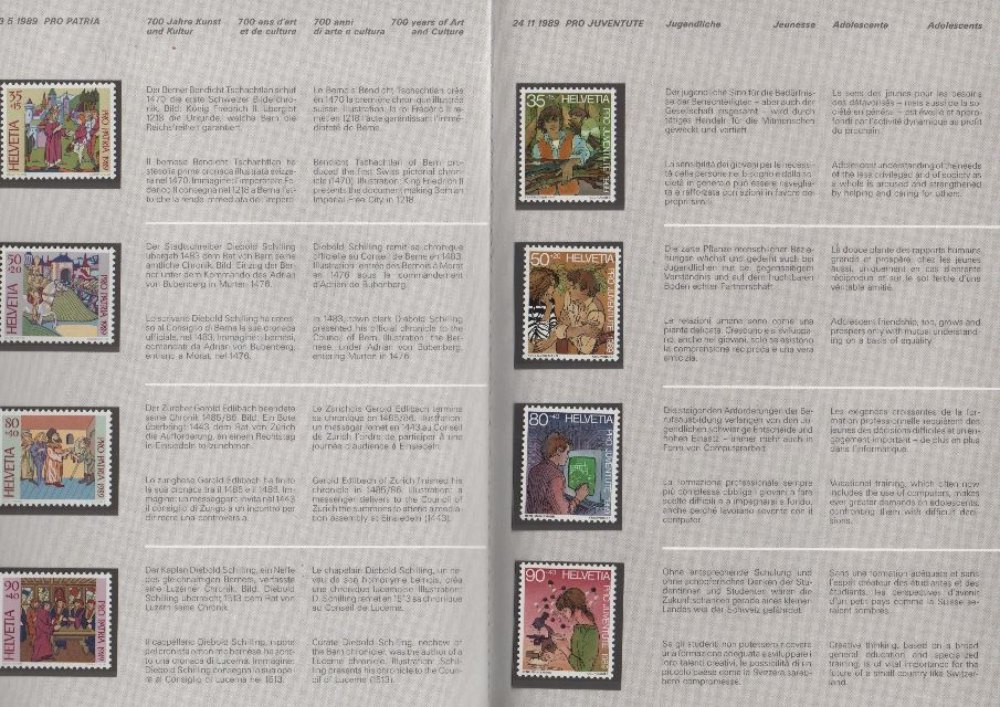 AÑO COMPLETO SELLOS SUIZA DE 1989