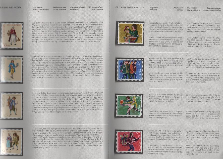 AÑO COMPLETO SELLOS SUIZA DE 1990