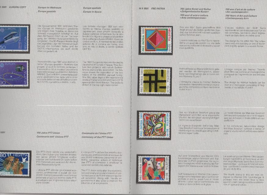 AÑO COMPLETO SELLOS SUIZA DE 1991