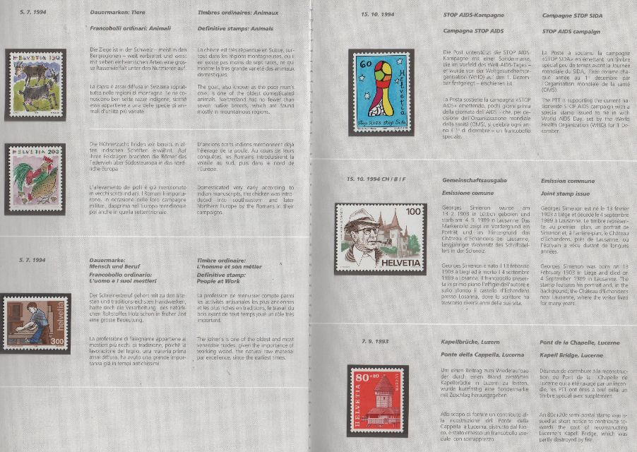 AÑO COMPLETO SELLOS SUIZA DE 1994