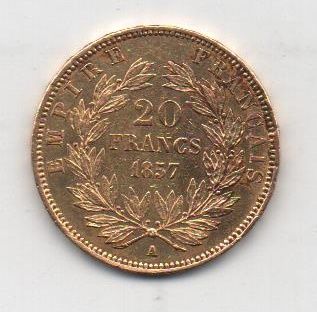FRANCIA DEL AÑO 1857 DE 20 FRANCOS