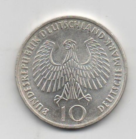 ALEMANIA FEDERAL DEL AÑO 1972 LETRA F AROS OLIMPICOS DE 10 MARCOS