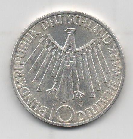 ALEMANIA FEDERAL DEL AÑO 1972 LETRA J DE DIEZ MARCOS CIRCULO+RAYAS