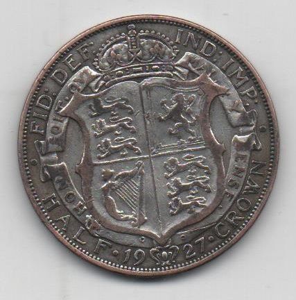 GRAN BRETAÑA DEL AÑO 1927 DE 1/2 CROWN
