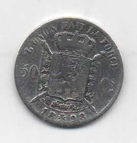 BELGICA DEL AÑO 1898 DE 50 CENTIMOS