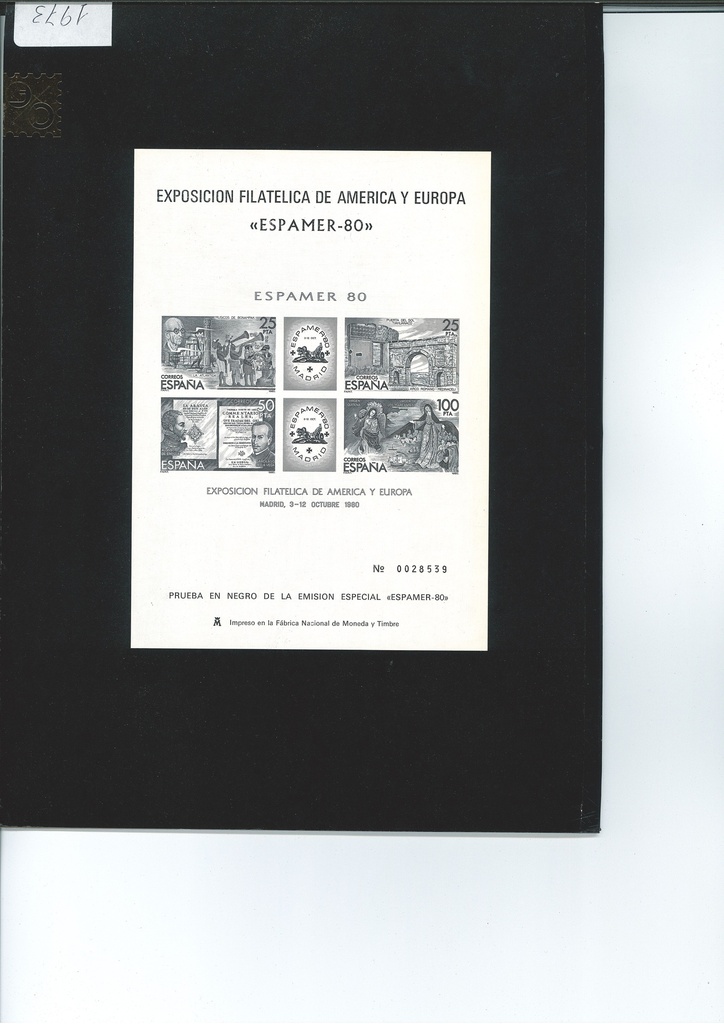 1980 EXPOSICION FILATELICA DE AMERICA Y EUROPA. ESPAMER. PRUEBA Nº 3