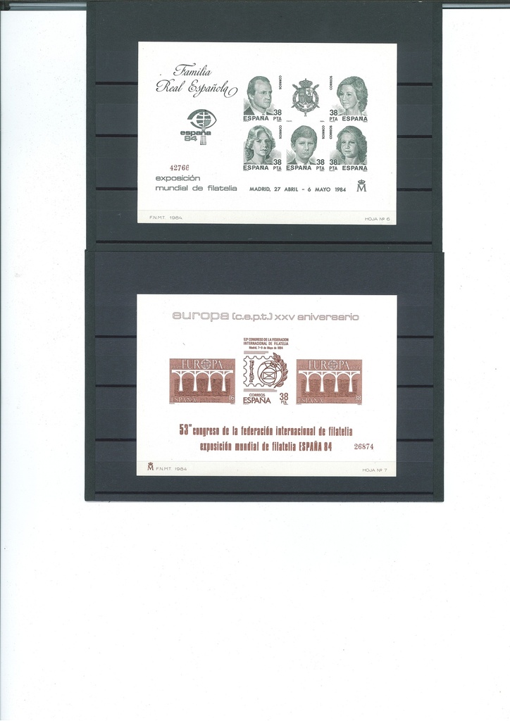 1984 EXPOSICION MUNDIAL DE FILATELIA. ESPAÑA PRUEBA 6/7
