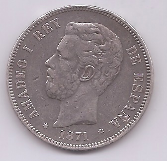 AMADEO I DEL AÑO 1871 *75 DE 5 PESETAS