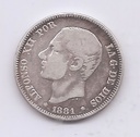 ALFONSO XII DEL AÑO 1881 *81 DE 2 PESETAS