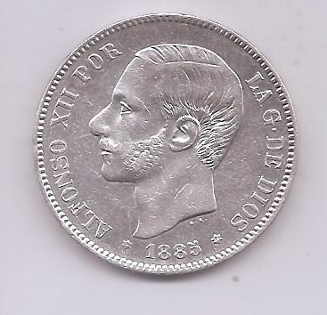 ALFONSO XII DEL AÑO 1885 *86 DE 5 PESETAS