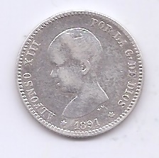 ALFONSO XIII DEL AÑO 1891 *91 DE 1 PESETA