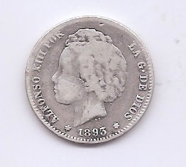 ALFONSO XIII DEL AÑO 1893 DE 1 PESETA