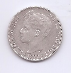 ALFONSO XIII DEL AÑO 1900 *0 DE 1 PESETA