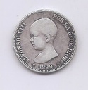 ALFONSO XIII DEL AÑO 1889 DE 2 PESETAS