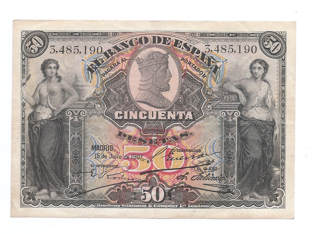 ALFONSO XIII DEL AÑO 1907 DE 50 PESETAS