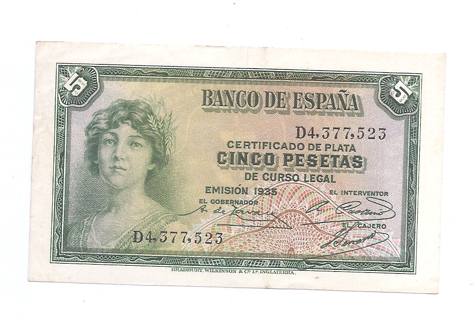 II REPUBLICA AÑO 1935 DE 5 PTS