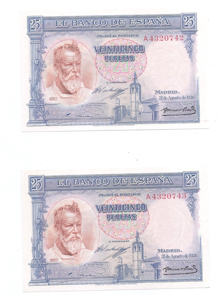 II REPUBLICA AÑO 1936 DE 25 PTS