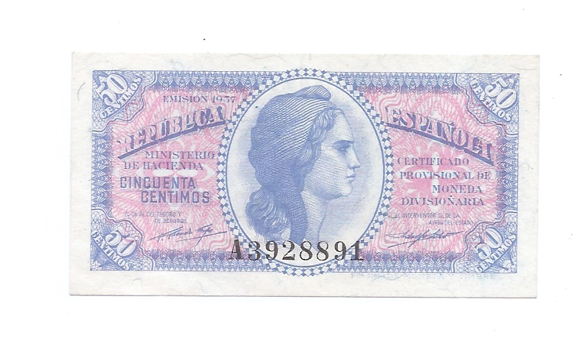 II REPUBLICA AÑO 1937 DE 50 CENTIMOS