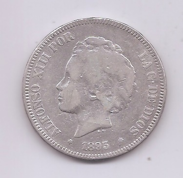 ALFONSO XIII DEL AÑO 1893 DE 5 PESETAS