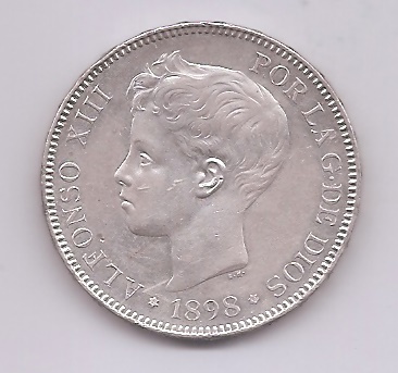 ALFONSO XIII DEL AÑO 1898 *98 DE 5 PESETAS