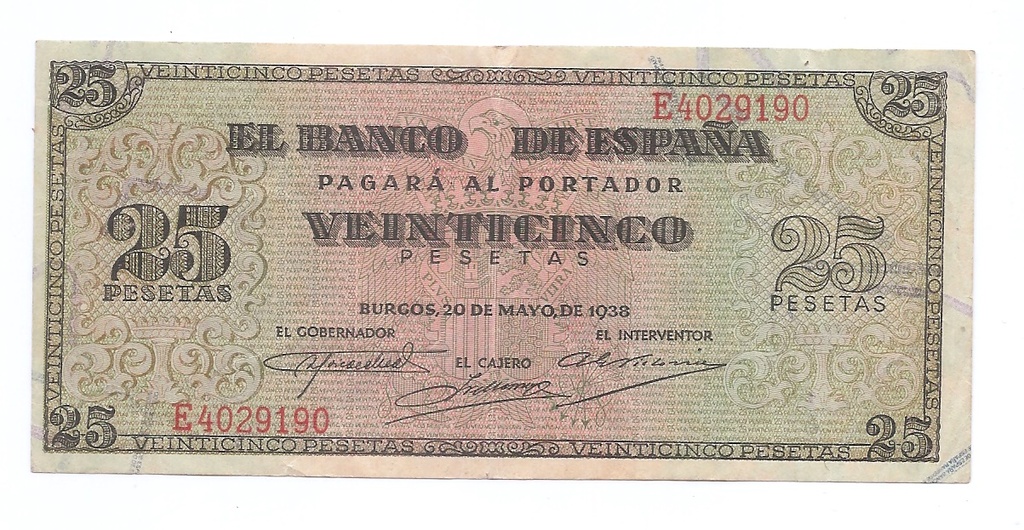 ESTADO ESPAÑOL AÑO 1938 DE 25 PTS