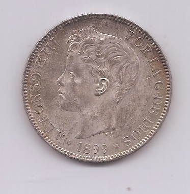 ALFONSO XIII DEL AÑO 1899 DE 5 PESETAS