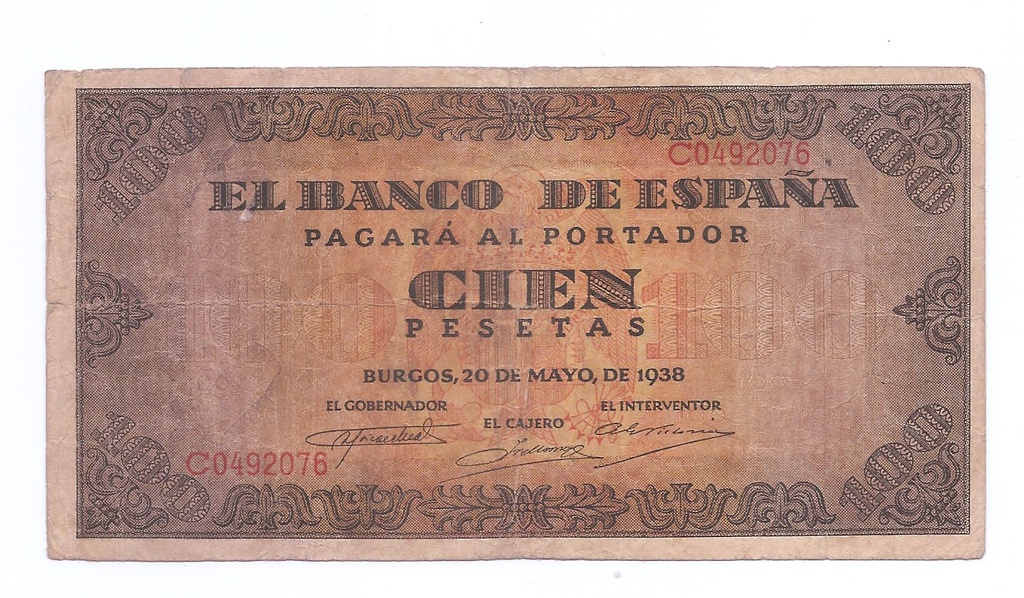 ESTADO ESPAÑOL AÑO 1938 DE 100 PTS