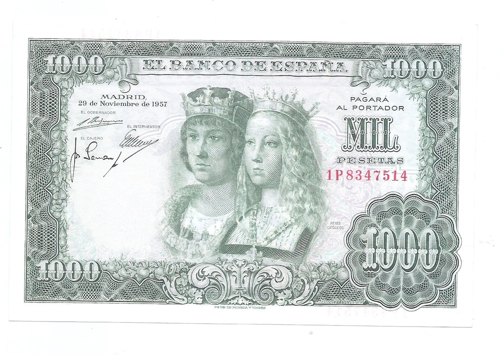 ESTADO ESPAÑOL AÑO 1957 DE 1000 PTS