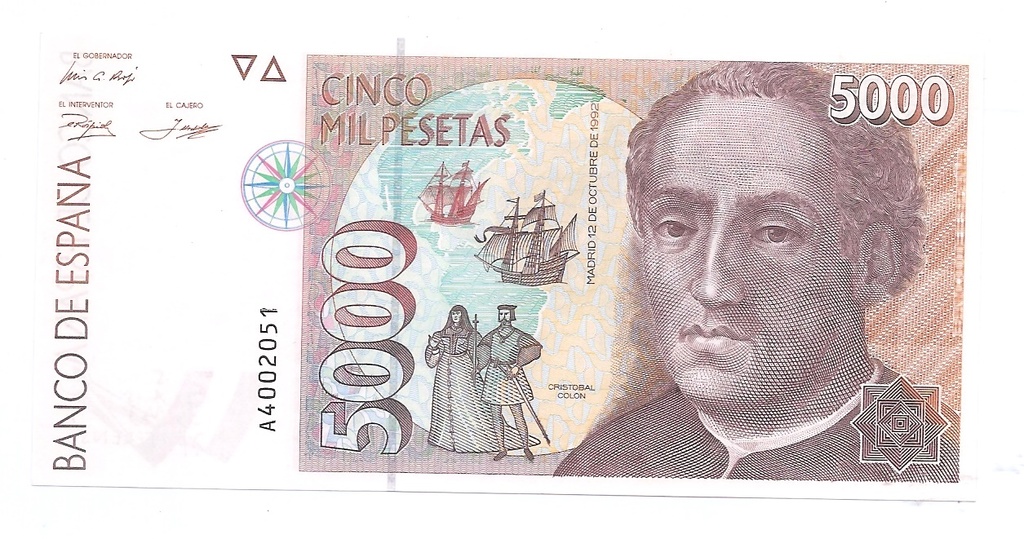 REINADO JUAN CARLOS I AÑO 1992 DE 5000 PTS