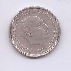 ESTADO ESPAÑOL (FRANCO) DEL AÑO 1957*63 DE 5 PESETAS