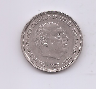 ESTADO ESPAÑOL (FRANCO) DEL AÑO 1957*58 DE 25 PESETAS