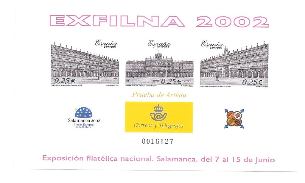 2002 EXPOSICION FILATÉLICA NACIONAL EXFILNA. PRUEBA Nº 78