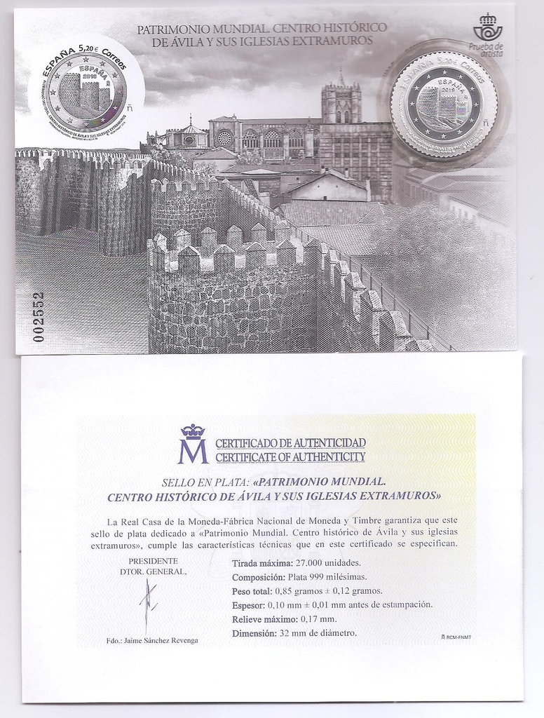 PATRIMONIO MUNDIAL ACUEDUCTO DE SEGOVIA 2016. PRUEBA Nº 129