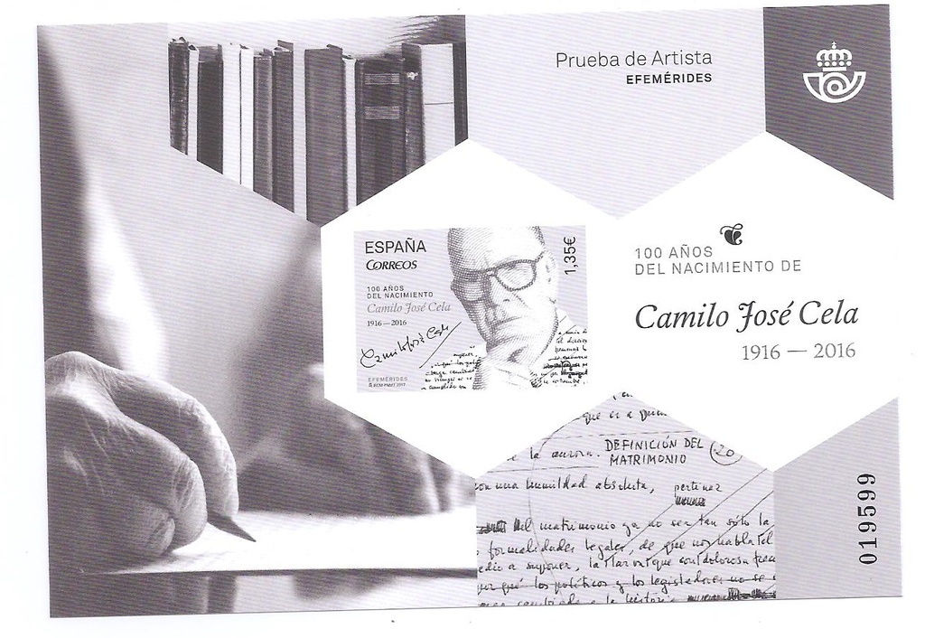 EFEMÉRIDES CENTENARIO DEL NACIMIENTO DE CELA 2017. PRUEBA Nº 132