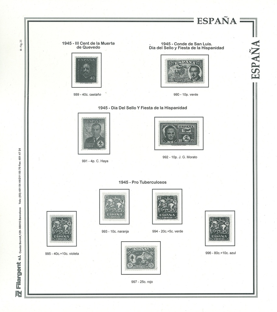 1936/1949 SUPLEMENTO ESPAÑA INDIVIDUAL (montado en transparente y negro)
