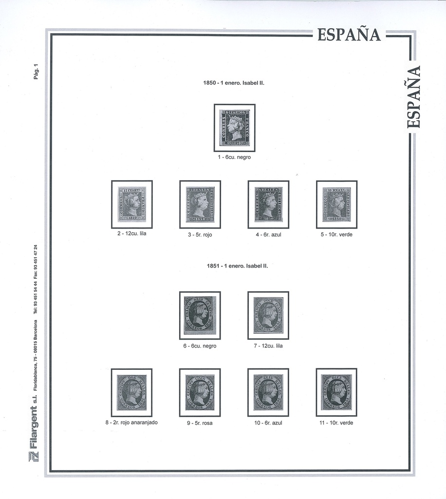 SUPLEMENTO ESPAÑA 1950 INDIVIDUAL DE (montado en transparente y negro)