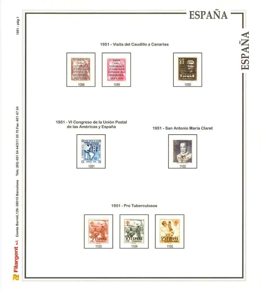 SUPLEMENTO ESPAÑA 1951 (montado en transparente o negro)