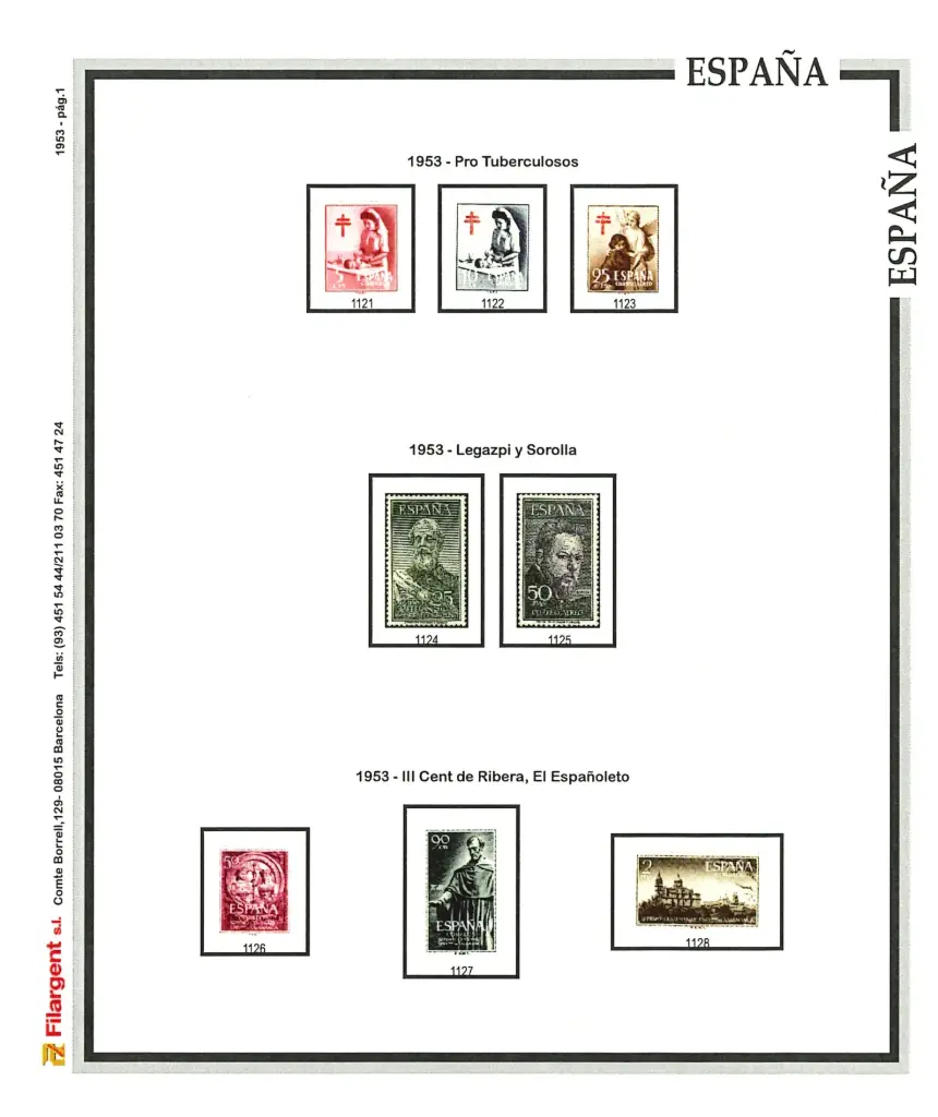SUPLEMENTO ESPAÑA 1953 (montado en transparente o negro)