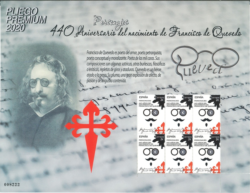 2020 Nº 95 PERSONAJES. 440 ANIVERSARIO DEL NACIMIENO DE FRANCISCO QUEVEDO