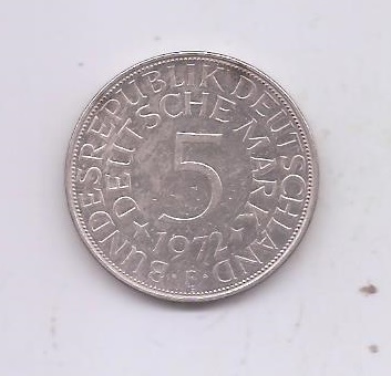 ALEMANIA DEL AÑO 1972 LETRA F DE 5 MARCOS