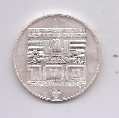 AUSTRIA DEL AÑO 1975 OLIMPIADAS DE 100 SCHILLING