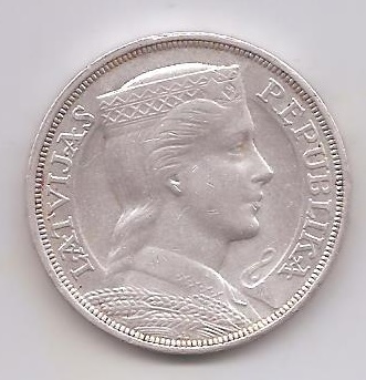 LETONIA DEL AÑO 1931 DE 5 LATI