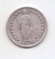 SUIZA DEL AÑO 1913 DE 1/2 FRANCO