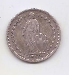 SUIZA DEL AÑO 1920 DE 1 FRANCO