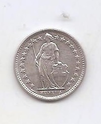 SUIZA DEL AÑO 1961 DE 1/2 FRANCO