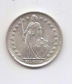 SUIZA DEL AÑO 1964 DE 1 FRANCO