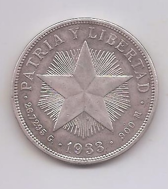 CUBA DEL AÑO 1933 DE 1 PESO