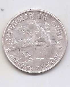 CUBA DEL AÑO 1952 DE 40 CENTAVOS